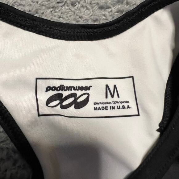 Podiumwear Tank Top Shirt Womens Medium Racer back Cycling Built In Bra Pockets - Picture 4 of 7